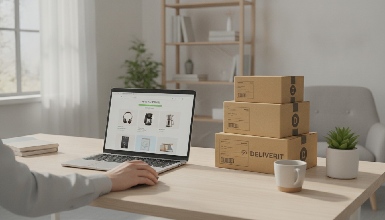 Online shopper adding items to reach a free shipping threshold progress bar in an ecommerce cart in 2026
